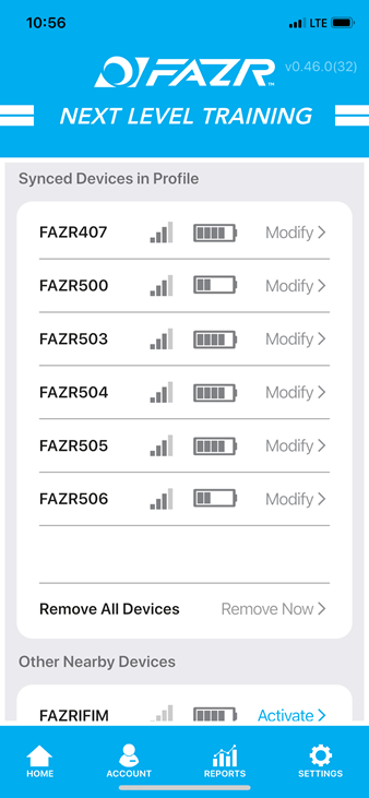 FAZR Puck Mobile App by FAZR Sports Add/Modify Device View
