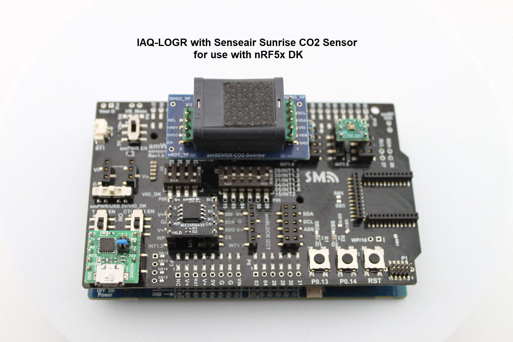 IAQ-LOGR Indoor Air Quality Wireless Data logger with Senseair CO2 sensor. nRF52 DK Configuration