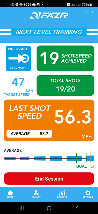 FAZR Puck Mobile App by FAZR Sports Shooting Session View