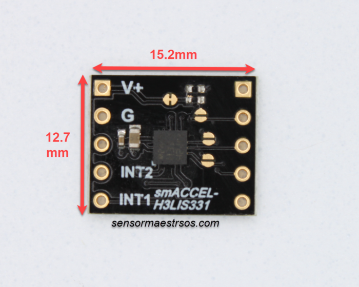 smACCEL-H3LIS331DL 3-Axis 100G, 200G, 400G Breakout Board-TopSide